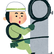 電気工事士が工事をしているイラスト(光回線の工事イメージ)