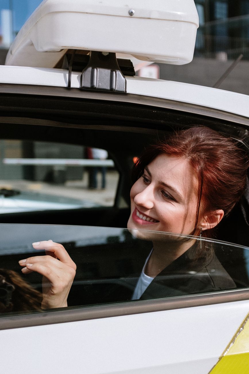 woman in car